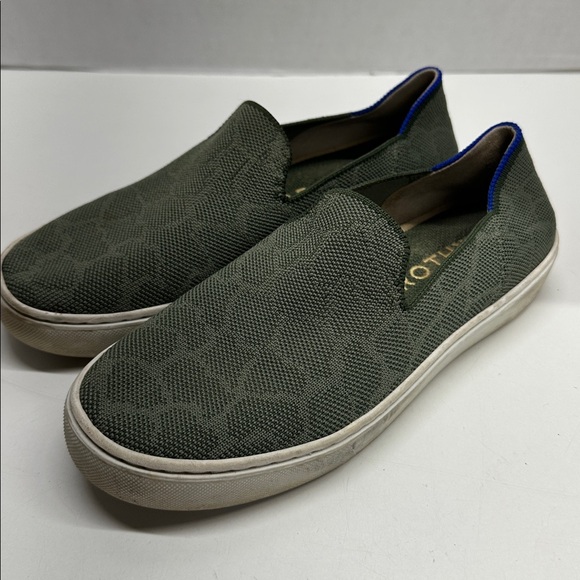 Rothys Sneakers Slip On Washable Athletic Shoes Snake Animal Print Green Size 6 - Picture 1 of 8